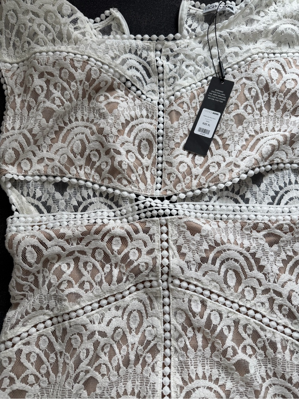 Fashion Nova White Lace Maxi Skirt with Cutout Waist - Picture 3 of 4